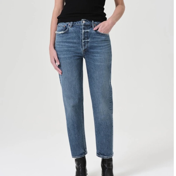 Agolde Riley High Rise Straight Crop (Stretch) Jeans - Picture 1 of 9
